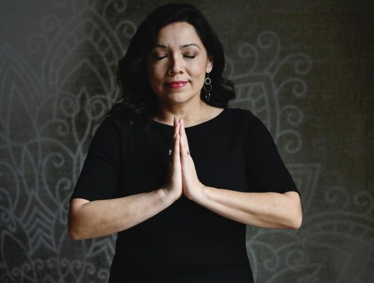 Lisa Foresman in prayer pose