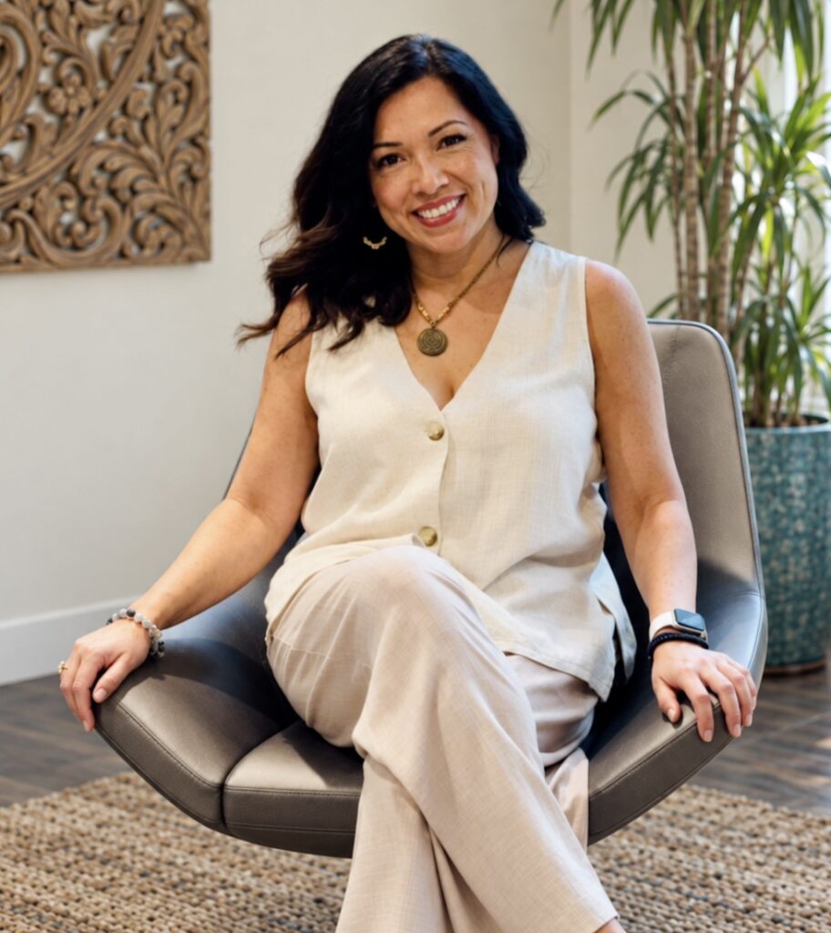 Lisa Lazo Foresman, founder of Inner Star Wisdom sitting in a peaceful room